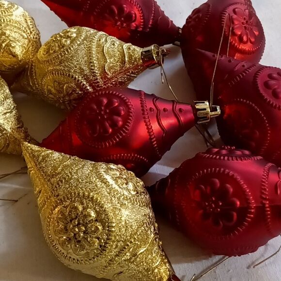 Gold and Red Christmas Tree Ornament Bundle - Picture 3 of 7